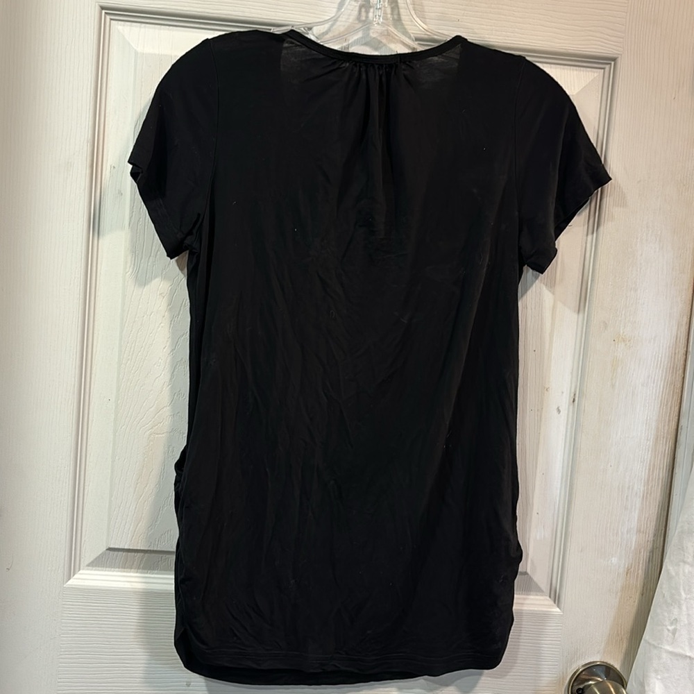 SMALLSHOW Nursing Shirt Fashionably Pregnant Black Short Sleeve size Small - Picture 6 of 9
